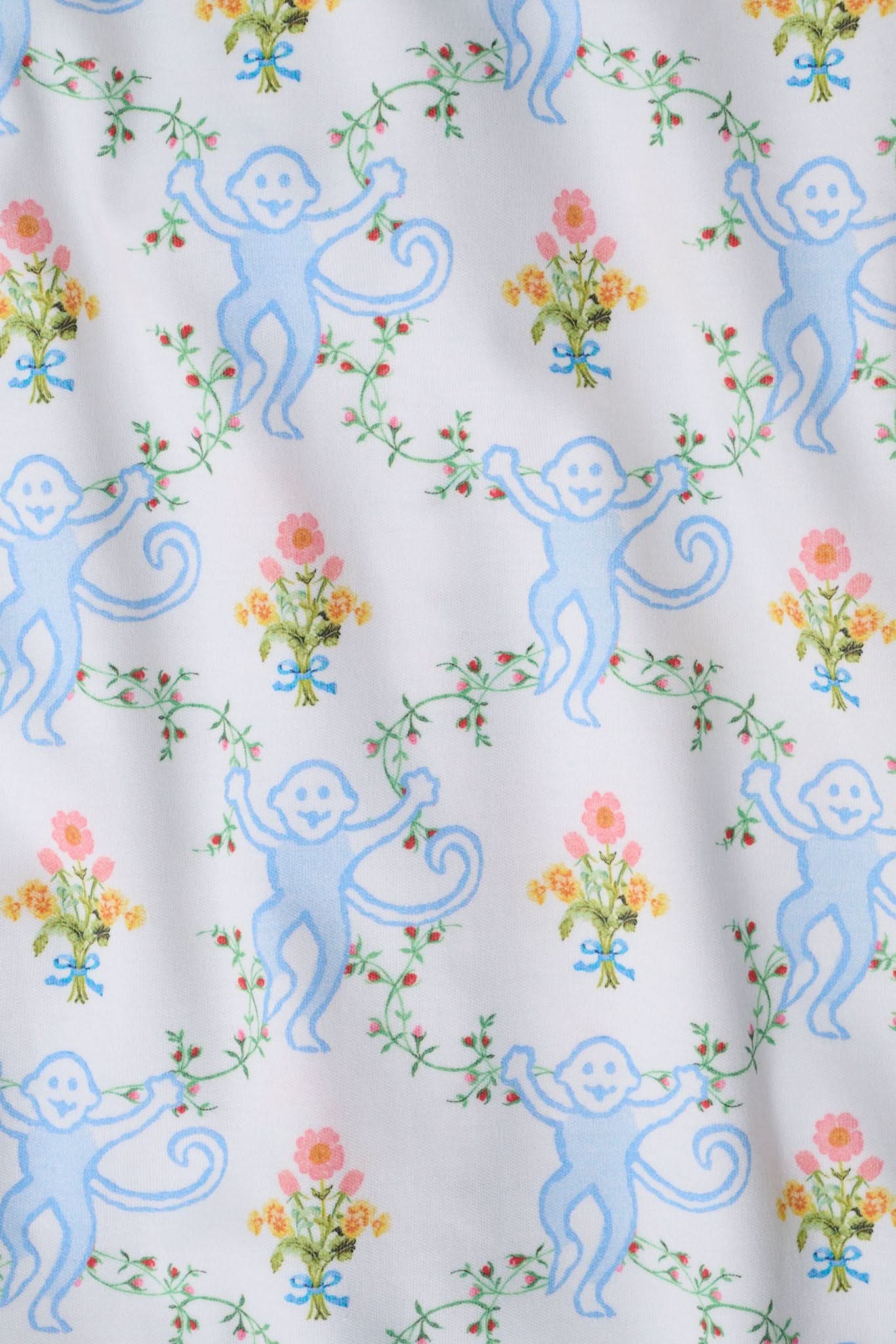 Floral Monkey Trellis Long Sleeve Polo Pajamas