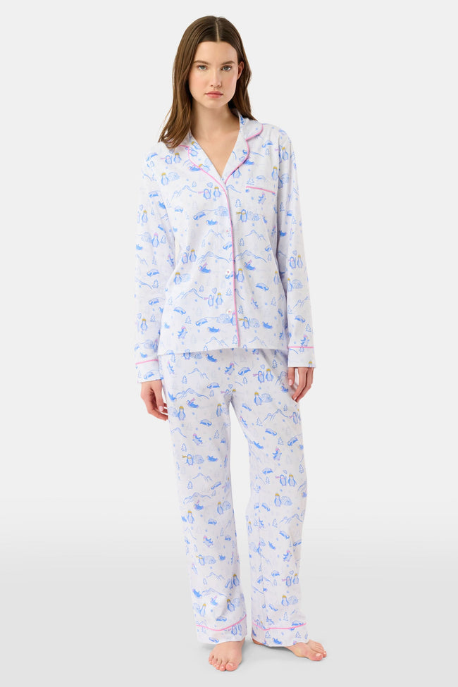 Penguin Party Long Sleeve Polo Pajamas Hover Image