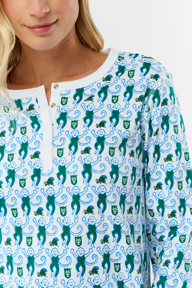 Green Wave Lovely Monkey Pajamas Main Image