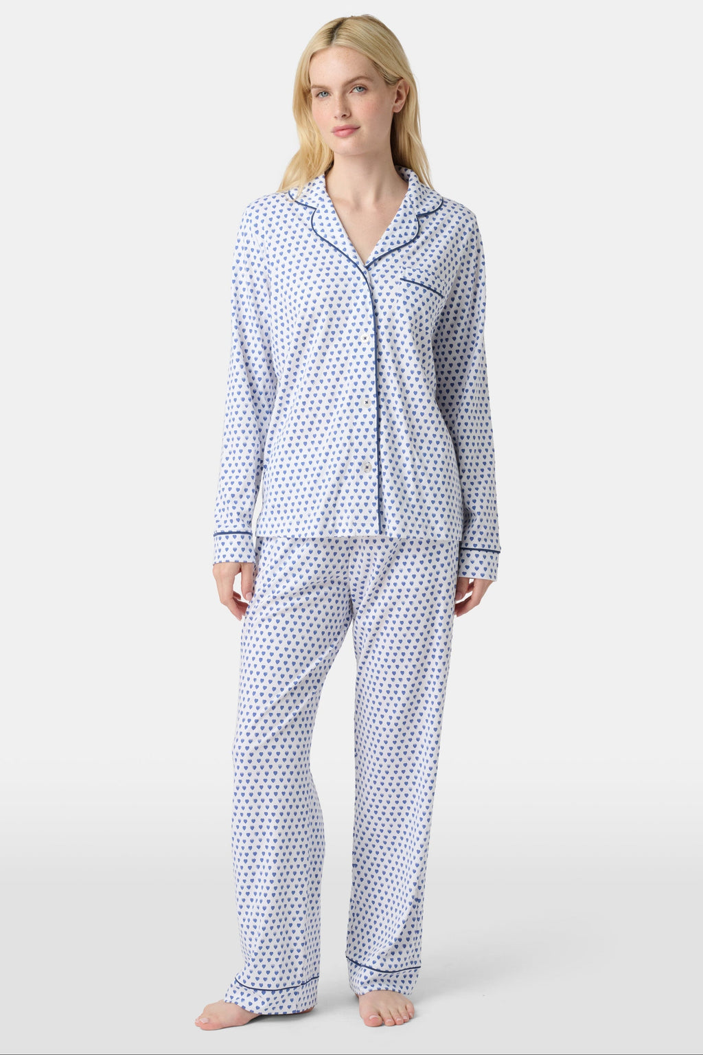 Hearts Long Sleeve Polo Pajamas