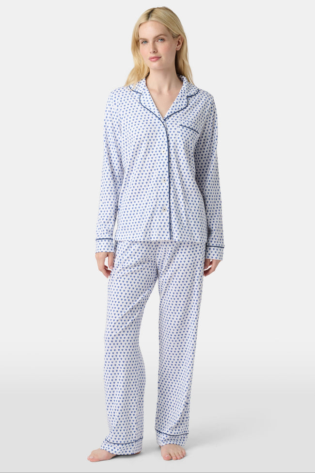 Hearts Long Sleeve Polo Pajamas Hover Image