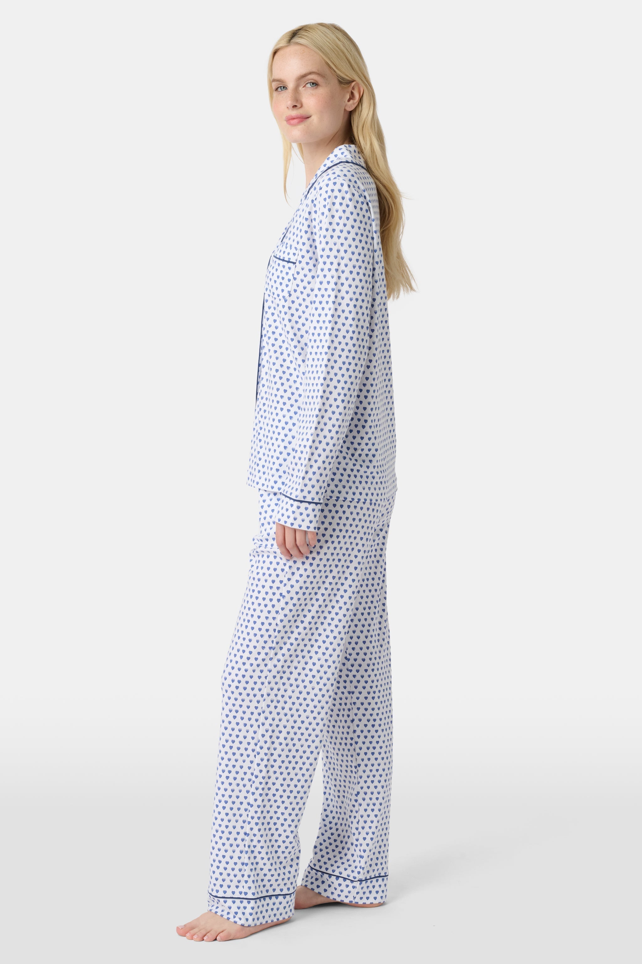 Hearts Long Sleeve Polo Pajamas