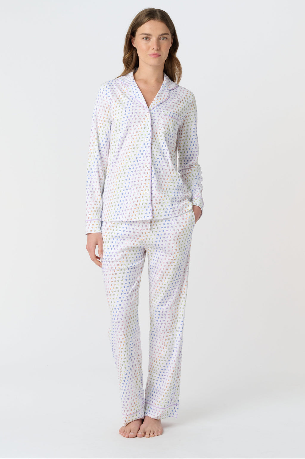 Disco Hearts Long Sleeve Polo Pajamas