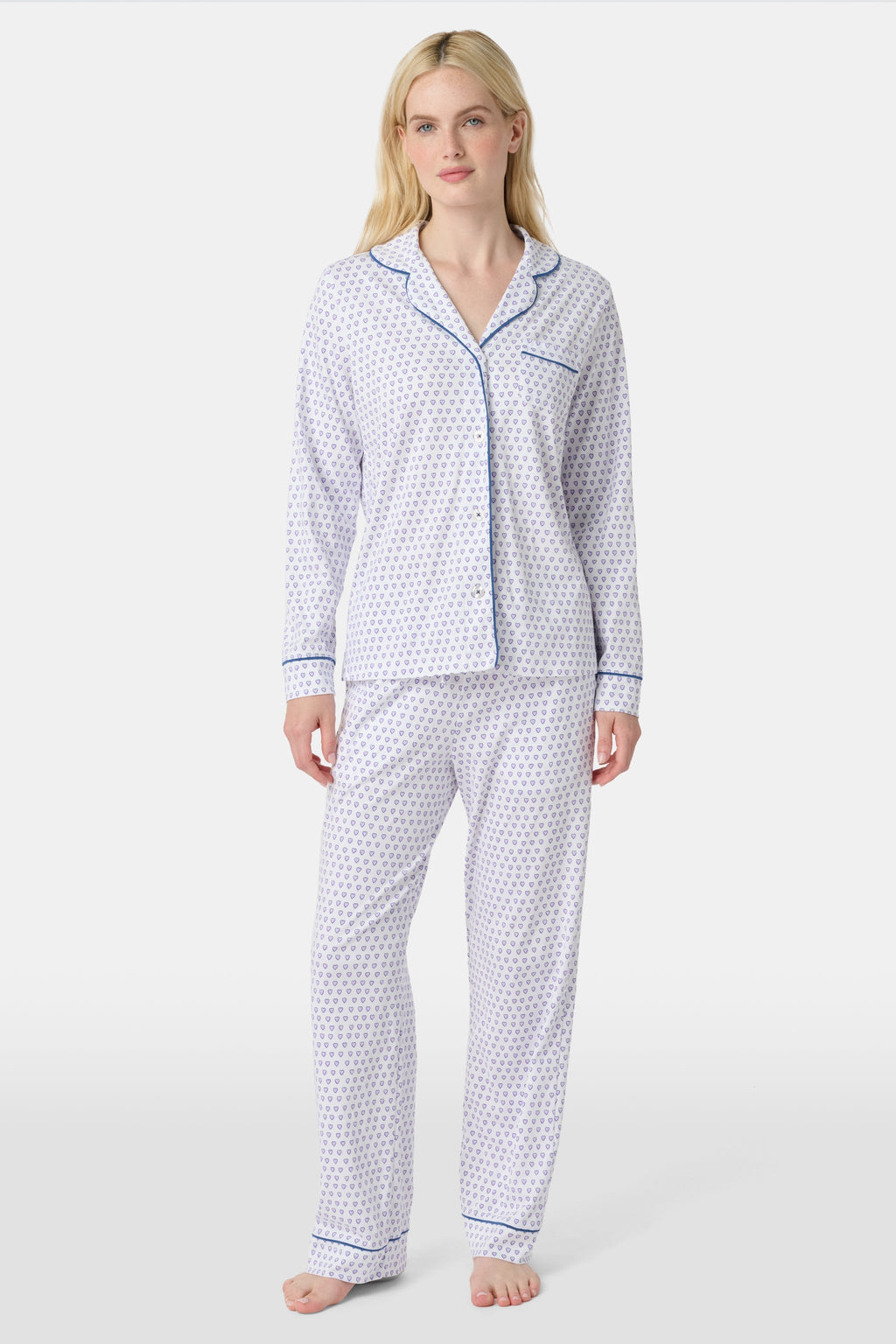 Hearts Long Sleeve Polo Pajamas