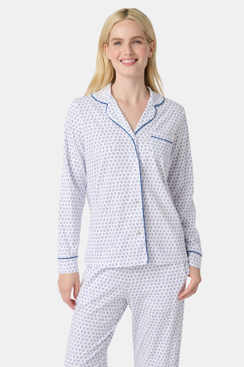 Hearts Long Sleeve Polo Pajamas