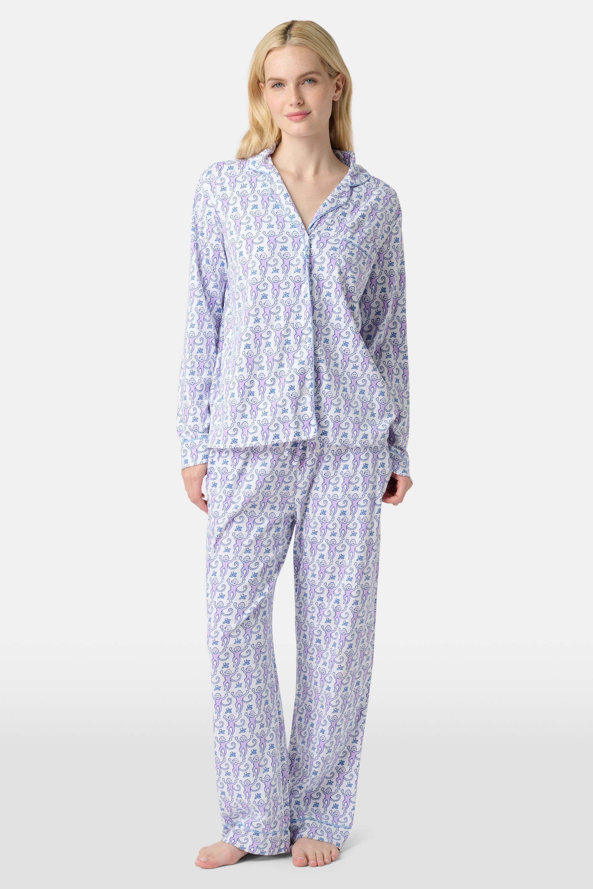 Monkey Long Sleeve Polo Pajamas