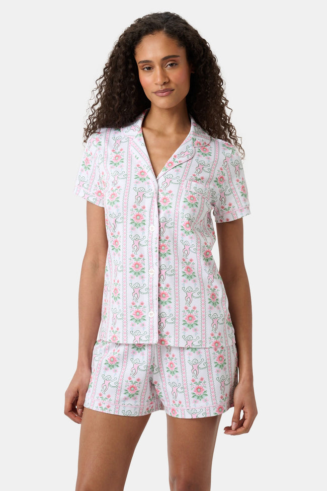 Monkey Block Stripe Polo Pajamas Main Image