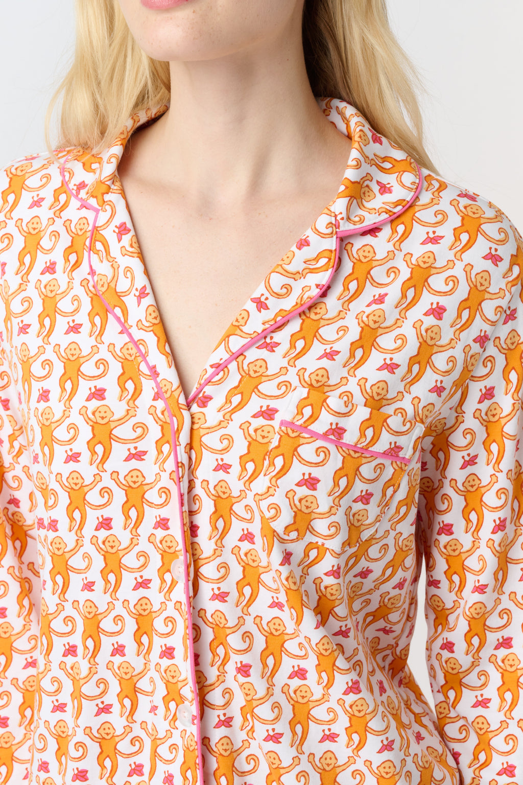 Monkey Long Sleeve Polo Pajamas