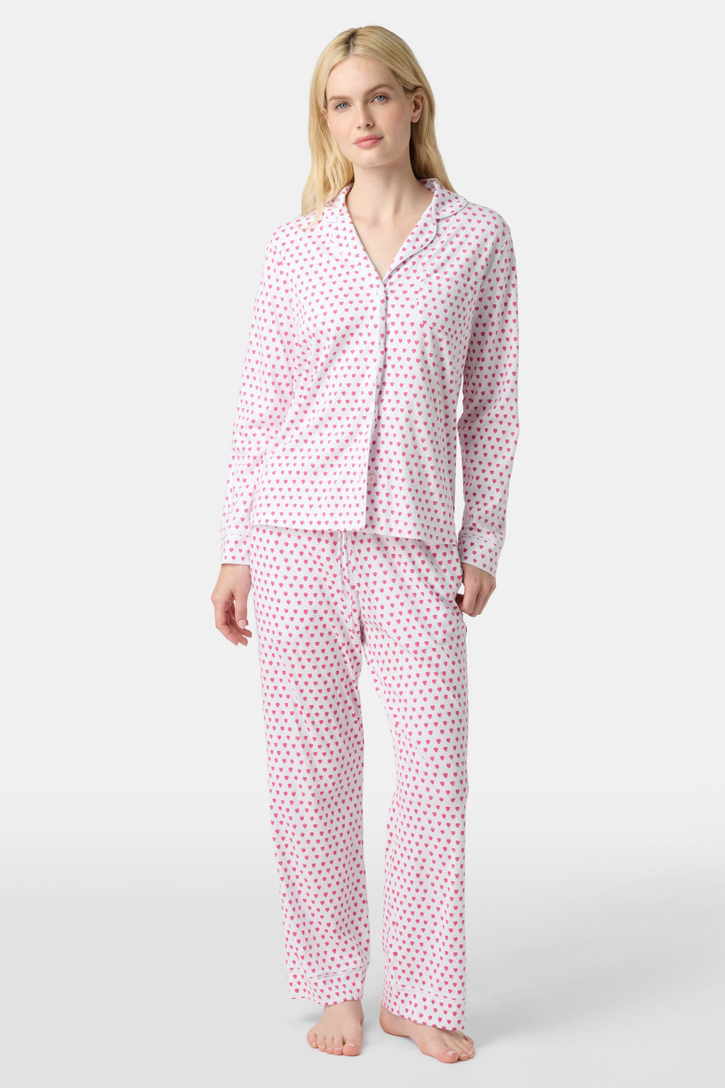 Hearts Long Sleeve Polo Pajamas