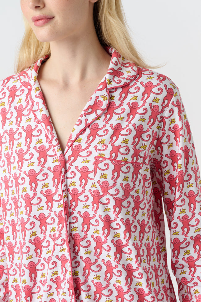 Monkey Long Sleeve Polo Pajamas Main Image