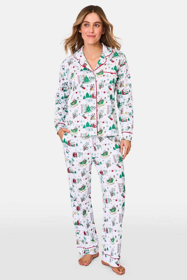 Snow Village Long Sleeve Polo Pajamas Hover Image