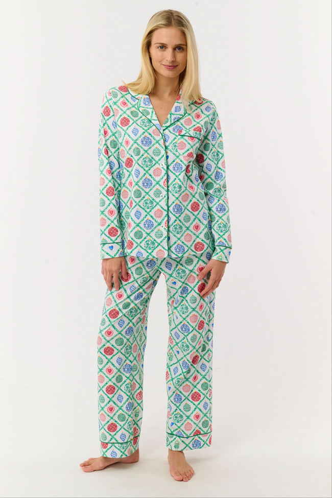 Ornament Trellis Long Sleeve Polo Pajamas Hover Image